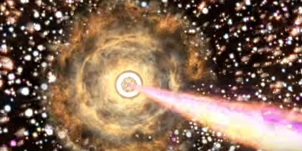 Ученые зафиксировали мощное излучение из галактики с черной дырой