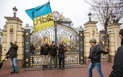 Сторонники оппозиции у ворот оставленной резиденции президента © РИА Новости, Ан