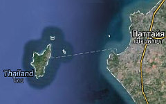 Остров Лан и Паттайя, Таиланд. Изображение сервиса Google Maps Остров Лан и Паттайя, Таиланд. Изображение сервиса Google Maps