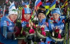 Женская сборная России по биатлону. Фото с сайта biathlonrus.com Женская сборная России по биатлону. Фото с сайта biathlonrus.com
