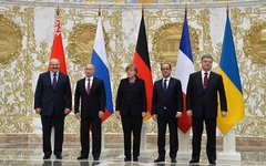 Лидеры Нормандской четверки на переговорах в Минске. 11 февраля 2015 года. Фото с сайта ru.wikipedia.org