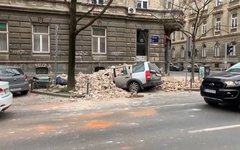 Скриншот с YouTube Последствия землетрясения в Загребе